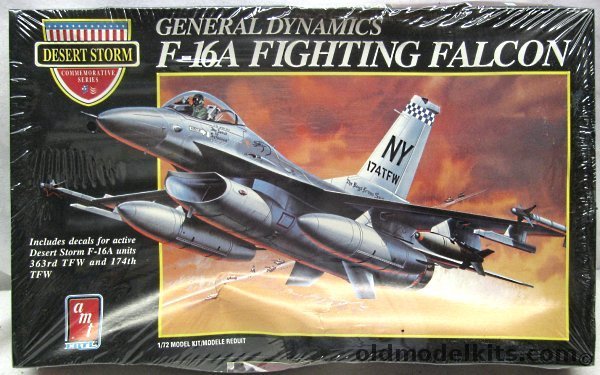 AMT 1/72 F-16A Fighting Falcon Desert Storm Commemorative Series Issue - 363rd TFW and 174th TFW, 8702 plastic model kit